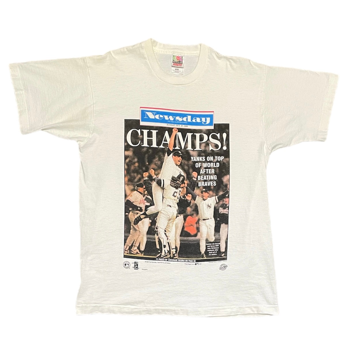Vintage 1996 New York Yankees World Series Champions Newspaper T
