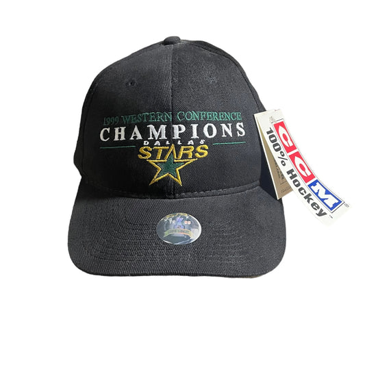 Vintage 1999 Deadstock Dallas Stars Western Conference Champions CCM Velcroback Hat